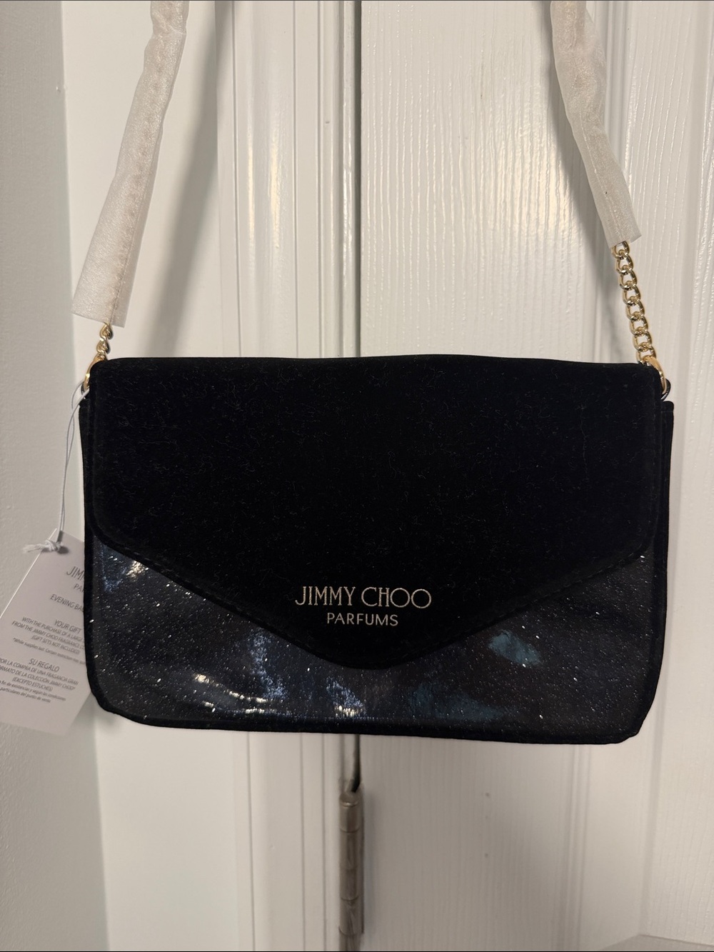 Jimmy Choo Black Velvet & Patent Shoulder Bag